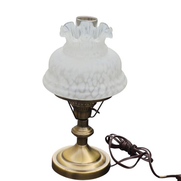 Vintage Table Lamp Brass Base Frosted Glass Shade  15" - Picture 2 of 10